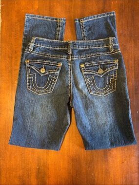 SUKO Size 5 Medium Blue Wash Skinny Denim Jeans Contrasting Stitching (L-121)